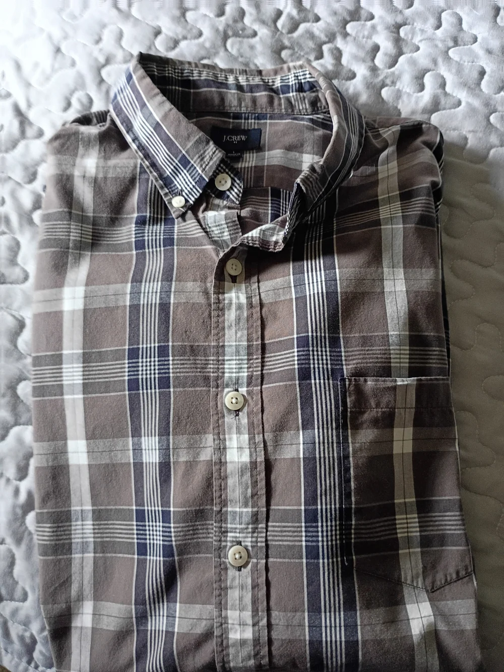 J. Crew Grey Plaid Long-Sleeve Button-Down Shirt